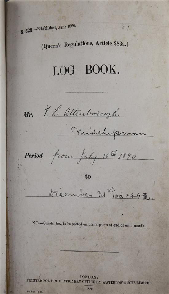 Naval Interest - log and journal kept by Midshipman Frederick Luscombe Attenborough (1875-1951)